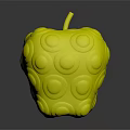 Red Apple With Yellow Polka Dots Shiny Surface And Brown Stem 3d model