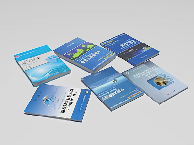 Blue Cover Books And Magazines Stacked With Professional Design For Educational Reading 3d model