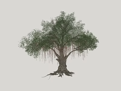 Modern Garden Courtyard Arbor Landscape Trees 3d model