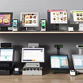 Commercial POS Equipment With Multiple Touch Screen Displays And Cash Registers