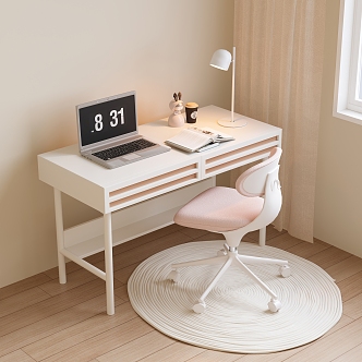 Modern Desk Chair Desk Chair Combination Notebook Ornaments Carpet 3d model