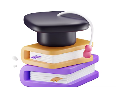 Colorful Stacked Books With Black Hat White Headphones And Pink Earbuds On Top 3d model