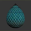 Mythical Dragon Egg With Blue Scaled Surface And Spiked Top Design 3d model