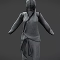 Hooded Gray Casual Outfit With Asymmetric Cut And Loose Fit Design