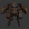 Orange Sci Fi Mech Robot Character With Detailed Mechanical Structure And Armored Design 3d model