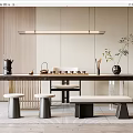 Modern Tea Table and Chair Tea Table and Chair Combination 3d model