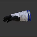 Pair Of Durable Protective Gloves With White Black Design And Blue Cuffs 3d model