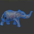Yellow Elephant Decorative Sculpture with Colorful Patterns Black Dots and Spiral Designs