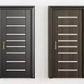 Multiple Dark Colored Swing Doors with Panel Designs and Metal Handles for Home Interiors