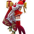 Game Movie Character Clown In Red White Outfit Holding Gift With Star Cloak And Stockings
