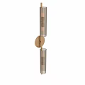 Modern Golden Wall Sconce With Circular Backplate And Glass Tube Shades