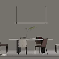 Dining table and chair chandelier 3d model