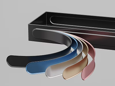 Fashionable Multicolored Curved Hair Headbands With Black Storage Box 3d model