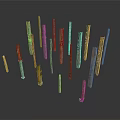 Arrangement Of Metal Columns With Various Colors And Different Heights On White Background