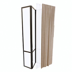 Modern folding door glass side sliding door curtain 3d model