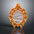 Ornate Oval Mirror with Golden Intricate Carved Frame for Home Decor