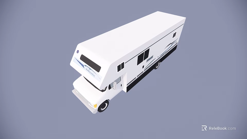 White Modern Recreational Vehicle Exterior With Side Windows And Access Door 3d model 