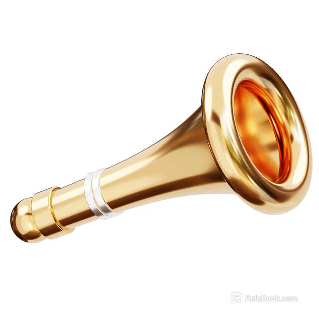 Golden Brass Musical Horn Instrument with Shiny Surface for Music Performance 3d model 