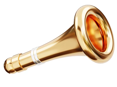 Golden Brass Musical Horn Instrument with Shiny Surface for Music Performance 3d model