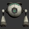 Mechanical Character With Spherical Body Green Elements And Four Legs Design