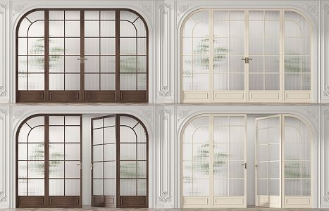 French double door glass double door 3d model