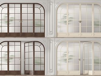 French double door glass double door 3d model