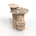 Wood And Stone Decorative Sculpture With Stacked Natural Textured Layers