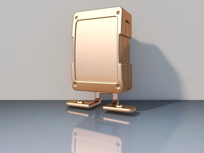 Golden Metal Swing Door With Industrial Design And 3D Rendered Finish 3d model