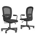Modern Black Office Chairs With Mesh Back Armrests And Rolling Wheels 3d model
