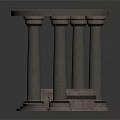 Ornate Stone Circular Pedestal Structure With Columns Decorative Trim and Steps