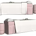 Elegant Massage Bed With White Sheet Pillow Blanket Pink Round Stool And Flower