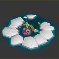 Adorable Baby Seal On Ice Blocks In Blue Water With Little Hat Figure
