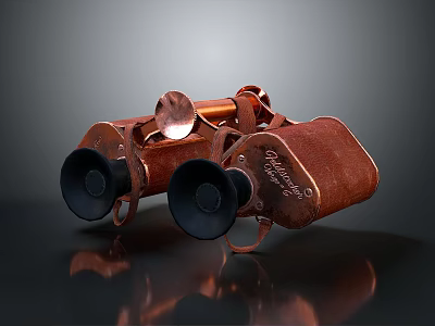 Vintage Brass Binoculars Classic Instrument for Cosmic Observation and Space Exploration 3d model