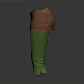Woman Wearing Green Leggings With Brown Skirt And Yellow Knee Patches Outfit