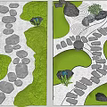 Natural Garden Stepping Stones Path Design With Irregular Stones Green Grass And White Gravel