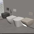 Modern Toilets With Different Styles And Wall-mounted Design In Bathroom Interior 3d model