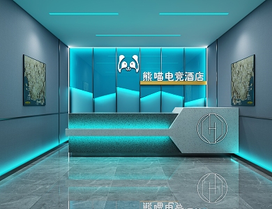 Modern Front Desk E-Sports Hotel Front Desk 3d model