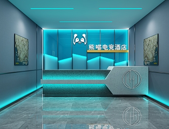 Modern Front Desk E-Sports Hotel Front Desk 3d model