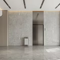 Modern Elevator Hallway With Marble Walls Large Windows Polished Floors And Recessed Lighting