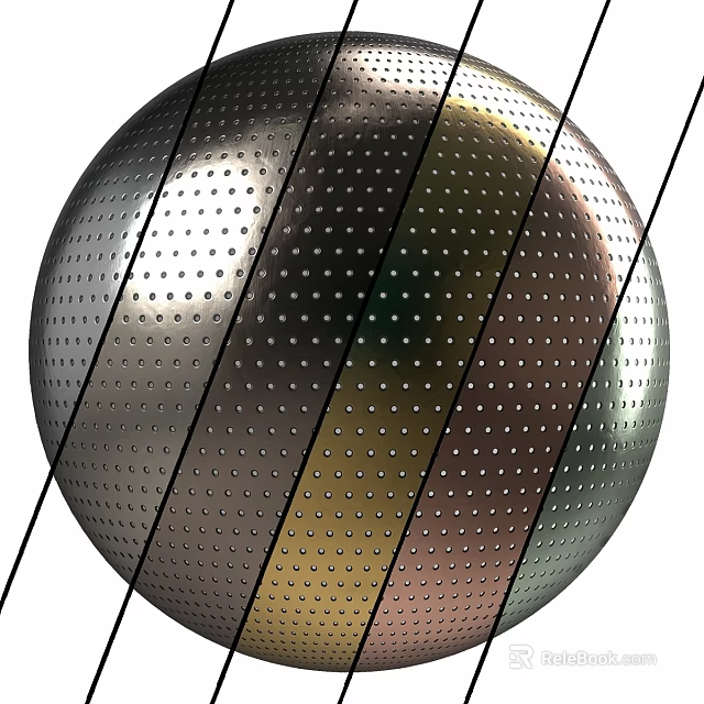 Durable Metal Sphere Component With Perforated Surface And Striped Pattern 3d model 