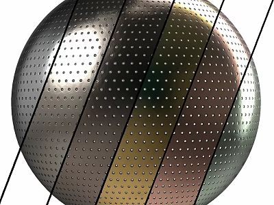 Durable Metal Sphere Component With Perforated Surface And Striped Pattern 3d model