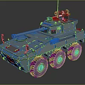 Six Wheeled Armored Military Tank with Turret and Weapon System Design