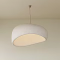 Modern Light Gray Fabric Dome Shaped Pendant Light With Soft Illumination