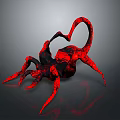 Red Black Multi Legged Fantasy Creature With Curved Tail And Unique Limb Structure 3D