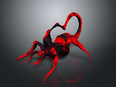 Red Black Multi Legged Fantasy Creature With Curved Tail And Unique Limb Structure 3D 3d model