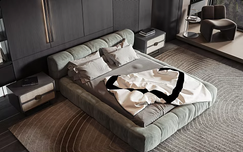Modern style commodity bed 3d model