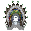 Traditional Feather Jewelry Headpiece With Colorful Decorative Details And Green Accented Feathers