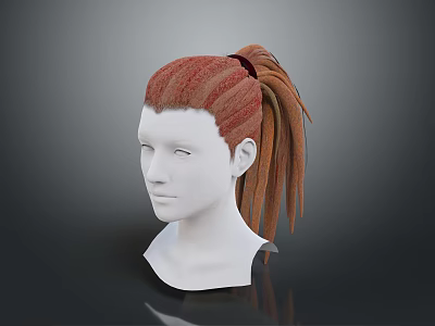 Character And Creature Inspired Red Orange Braided Ponytail Wig Design For Head Model 3d model
