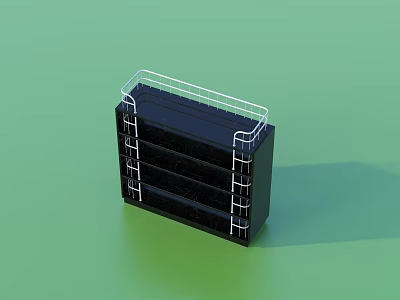 Modern Kitchen Appliance Storage Rack With Black Metal Frame And Multi Layers 3d model