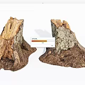 Natural Stone Wood Tree Stumps With Rough Bark And Earthy Texture Details